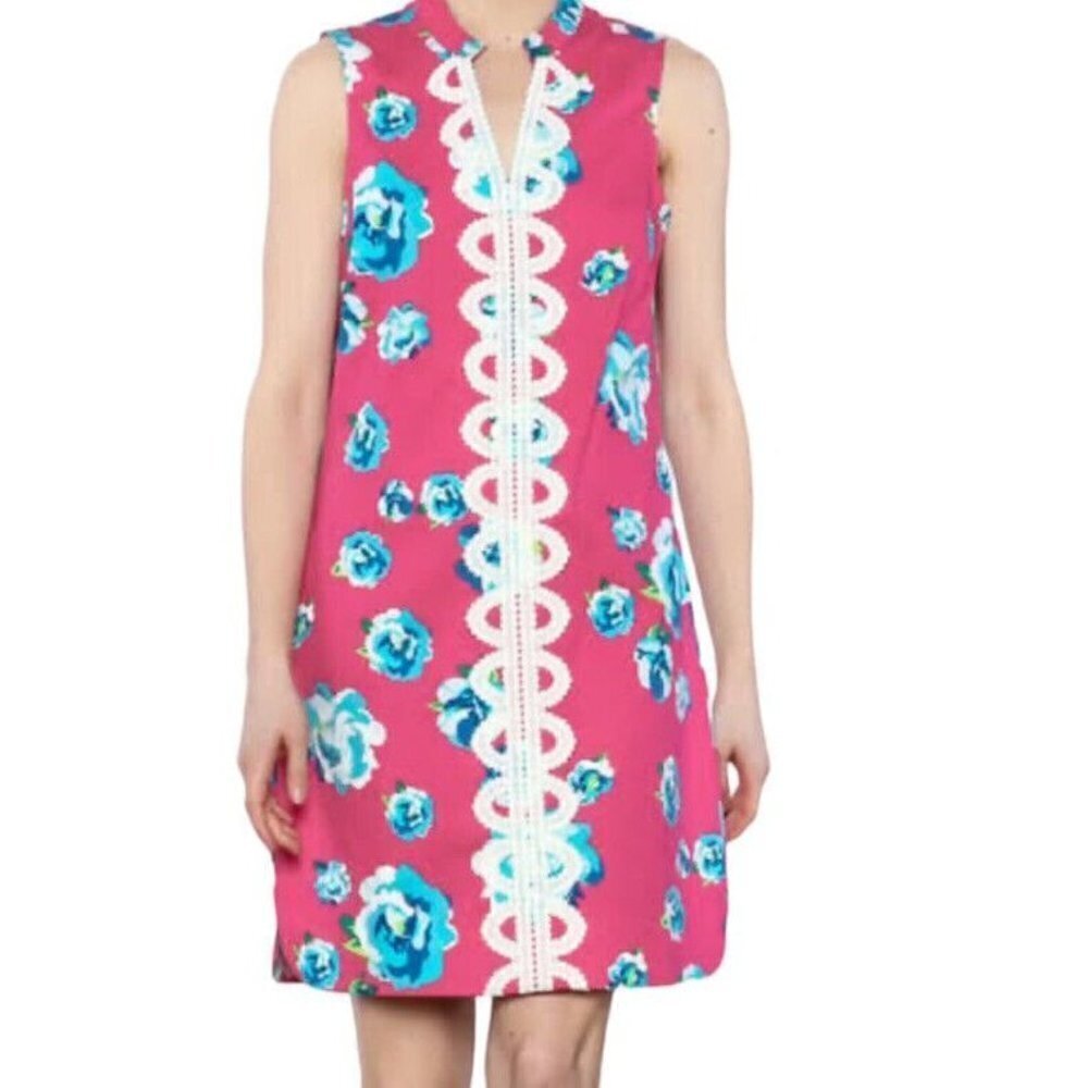 Mud Pie Pink Floral Sleeveless Cottage Embroidered Spring Dress Size Medium